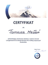 PZU Certyfikat Tomasz Masłoń